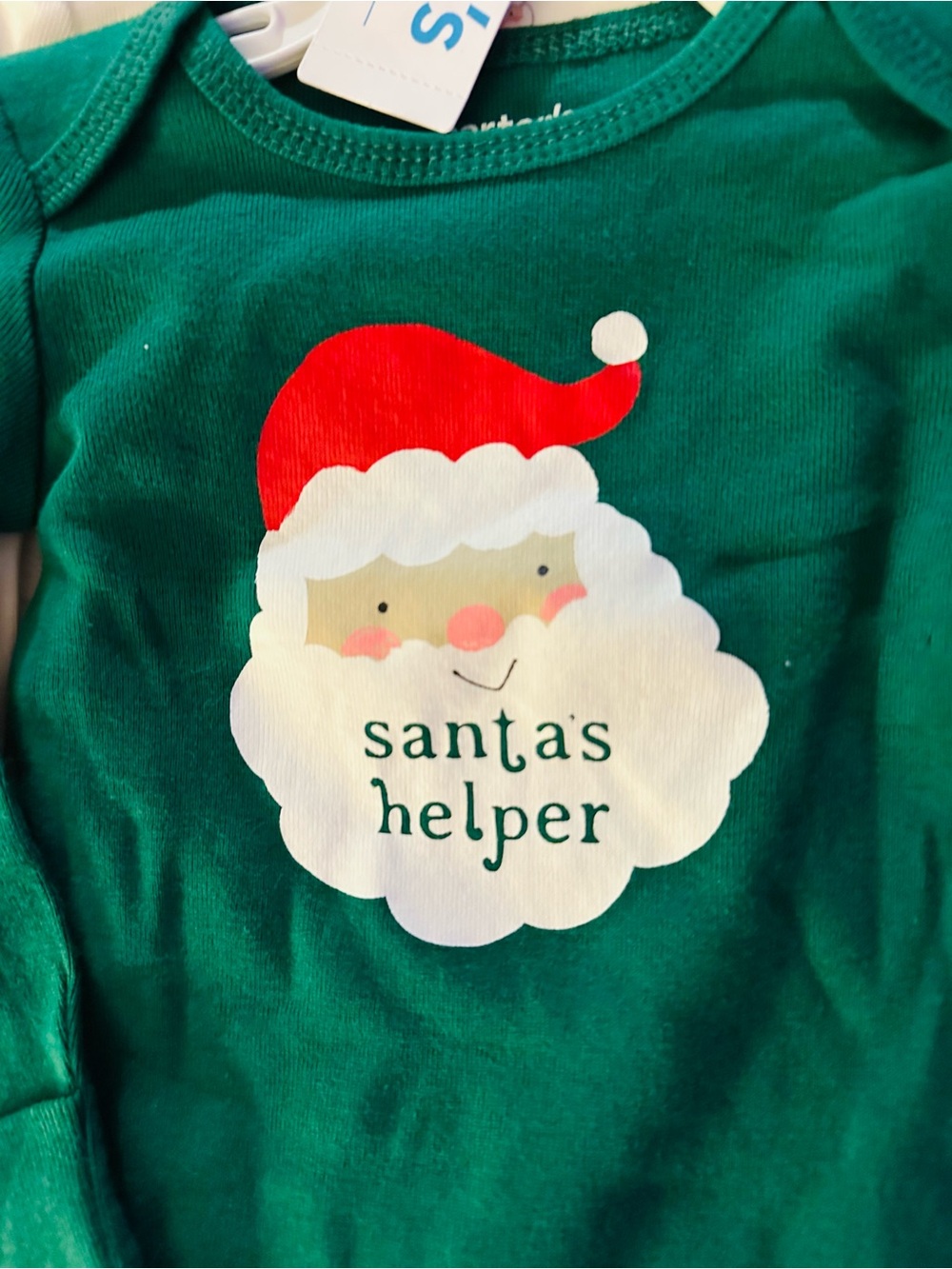 Carter's Green Long-Sleeve 'Santa's Helper' Top with Red Hat